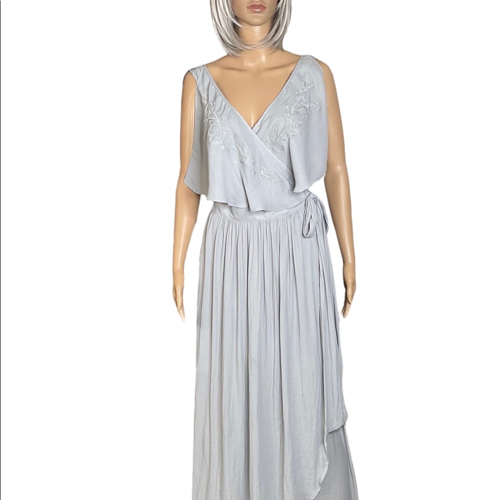 Free People Fiona Maxi Wrap Dress in Rain Blue Size M